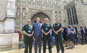 Celebrating the NHS 75th Birthday, Chaplain Tony Mills, Philip Bygrave, Terry Hicks and Zoe Martindale