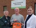Andrew Barlow, Paul Pottle, and Karen Winter at Drayton Community Infant School.