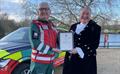 Deputy Clinical Director Paul Gates receives his High Sheriff Award from Simon Brice DL, High Sheriff of Essex