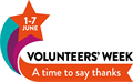 A time to say thanks. Volunteers week star and date 
