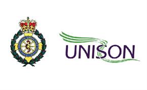 Trust crest and UNISON logo